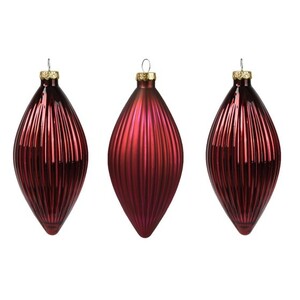 Stakleni ukras maslina 6xh13cm, 3kom, crvena