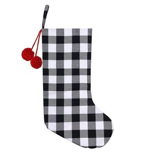 Božićna čizmica karirana crno-bijela, 43 cm