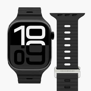 Vonmählen zamjenski remen za Apple Watch 44/45/46/49 mm, Black Wave Band 2, One Size