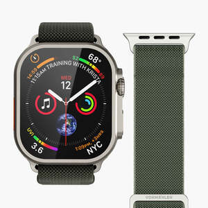 Vonmählen zamjenski remen za Apple Watch 44/45/46/49 mm, Olive Classic Nylon Loop, One Size