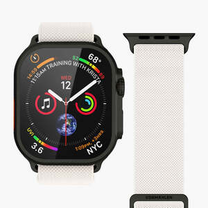 Vonmählen zamjenski remen za Apple Watch 44/45/46/49 mm, Cream Black Classic Nylon Loop, One Size