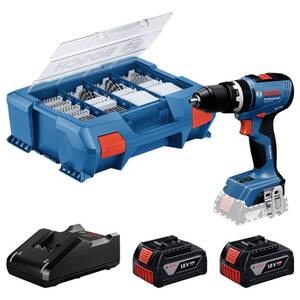 BOSCH Professional aku udarna bušilica GSB 18V-65 + pribor, 2x4Ah, L-BOXX