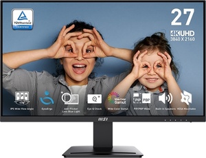 MSI monitor PRO MP273U, 27" IPS, 4K UHD, 60Hz, 4ms, Adaptive Sync, 2xHDMI, DP, HDR Ready, zvučnici