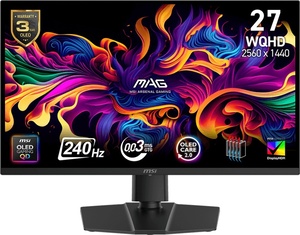 MSI monitor 273QP X24, 27" QD-OLED, WQHD, 240Hz, 0.03ms, Adaptive Sync, 2xHDMI, DP, HDR True Black 400