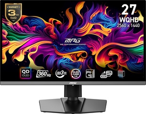 MSI monitor MPG 271QRX, 27" QD-OLED, WQHD, 360Hz, 0.03ms, FreeSync Premium Pro, 2xHDMI, DP, USB-C, HDR True Black 400, pivot