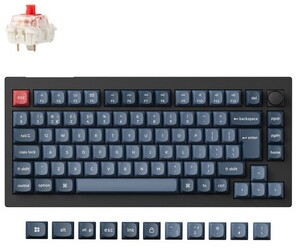 Tipkovnica Keychron V1 Max QMK, UK ISO, HR znakovi, bežična mehanička tipkovnica, crna, V1M-D1-UK