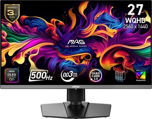 MSI monitor MAG 272QP QD-OLED X50, 26,5" QHD, 500Hz, 0.03ms, HDMI x2, DP, USB Type-C, pivot