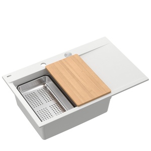 Quadron sudoper JOSH 111, WORKSTATION snježno bijela/čelik s daljinskim upravljanjem