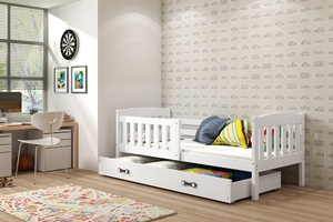 Drveni dječji krevet Kubus s ladicom - bijeli - 160x80 cm - Gratis  8cm madrac