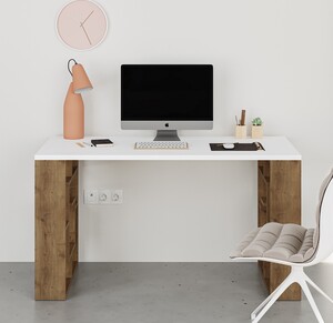 Radni stol, Bijela boja Tamni hrast, Maze - White, Dark Oak