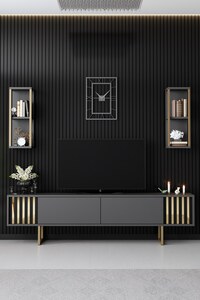 Komoda za TV, Gold Line - Anthracite, Black