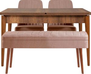 Set stola i stolica (4 komada), Vina 0900 - 3 - Walnut, Stone