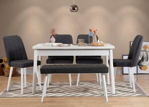 Set stolova i stolica (6 komada), Bijela boja Antracit, Costa 1053 - 2 B