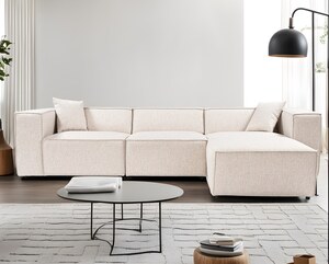 Kutna garnitura Lora (L1-O1-1R-POUFFE ) - svjetlo smeđa