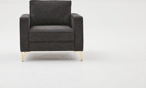 Sofa, Antracit Zlato, Berlin - Anthracite, Gold