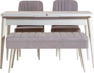 Set stola i stolica (4 komada), Vina 0701 - 3 - White, Grey