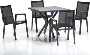 Set vrtnih stolova i stolica (5 komada), siva crna boja, Samara Bahçe Masa Takımı - 1