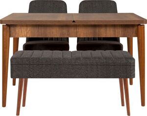 Set stola i stolica (4 komada), Vina 1053 - 3 - Anthracite, Walnut