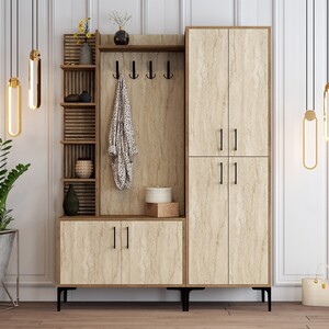 Stalak za hodnik VIYANA DA, boja oraha, boja Travertine