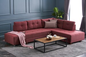 Kutna garnitura na razvlačenje, Bordo crvena, Manama Corner Sofa Bed Right - Claret Red