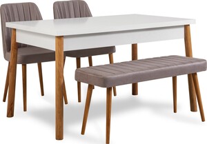 Set stolova i stolica (4 komada), Atlantski bor Bijela boja Sivo, Costa 0701 - 3 AB