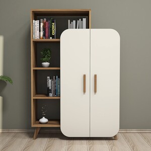 Polica za knjige, Form - Walnut, Cream