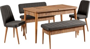 Komplet za blagovaonicu, stol, stolice i klupe, Vina 1053 - Anthracite, Walnut