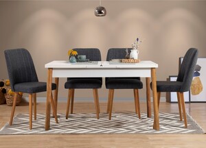 Set stolova i stolica (5 komada), Atlantski bor Bijela boja Antracit, Santiago 1053 - 1 AB