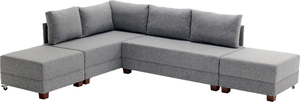 Kutna garnitura na razvlačenje BELLA SOFT, lijeva, siva, Fly Corner Sofa Bed Left - Grey