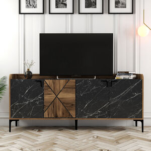 Konzola, Venedik - Walnut, Black Marble