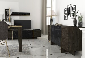 Set namještaja za dnevni boravak, Crno Zlato, Veyron Set 3