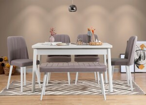 Set stolova i stolica (6 komada), Bijela boja Sivo, Costa 0701 - 2 B