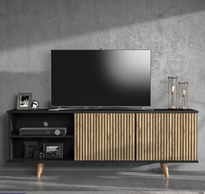 TV stalak CALEB, drveno, crna boja, atlantski bor