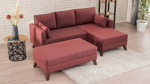 Kutna garnitura na razvlačenje, Bordo crvena, Bella Corner Sofa Right 2 - Claret Red