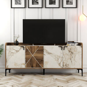 Komoda VENEDIK MARBLE, Venedik - Walnut, White Marble