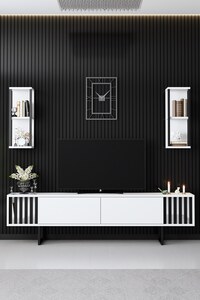 Komoda za TV, Chrome Line - White, Black
