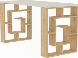 Radni stol, Bijela boja hrast, Maze - White, Oak