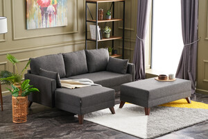 Kutna garnitura na razvlačenje, Antracit, Bella Mini Corner Sofa Left - Anthracite