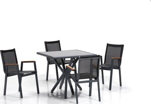 Set vrtnih stolova i stolica (5 komada), siva crna boja, Samara Bahçe Masa Takımı - 2