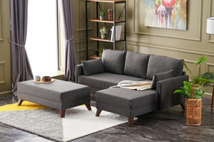 Kutna garnitura na razvlačenje, Antracit, Bella Mini Corner Sofa Right - Anthracite