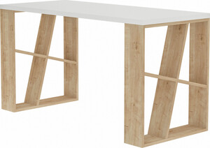 Radni stol, Bijela boja hrast, Honey - White, Oak