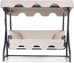 Vrtni trosjed za ljuljanje, krema crna boja, Ruta 3 Kişilik Bahçe Balkon Teras Salıncağı - 2
