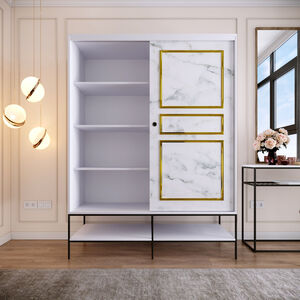 Garderoba, Martin Sürgülü 150 - White, Black, Gold