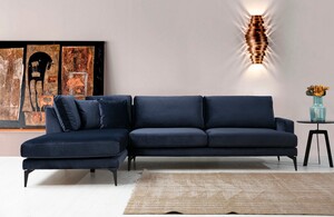 Kutna garnitura PAPIRA, mornarsko plava, lijevi kut, Papira Corner Left (Chl+3R) - Navy Blue