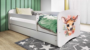 Drveni dječji krevet BAMBI s ladicom - 180x80 cm bijeli