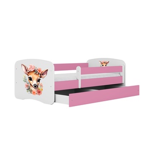 Drveni dječji krevet BAMBI s ladicom - 160x80 cm rozi
