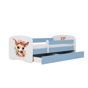 Drveni dječji krevet BAMBI s ladicom - 160x80 cm plavi