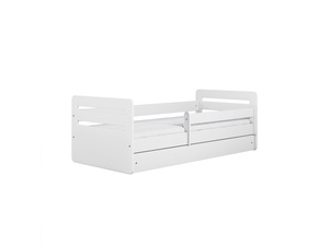 Drveni dječji krevet Tomi s ladicom - bijeli - 140x80 cm - spužvasti PE madrac