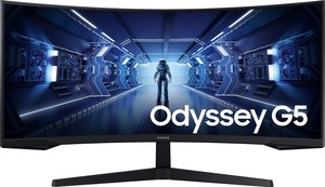 Samsung monitor Odyssey Gaming G55T, LC34G55TWWPXEN, 34" VA UWQHD, 165Hz, 1ms, HDMI, DisplayPort, zakrivljen