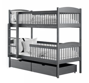 Drveni dječji krevet na kat Luna s ladicom - grafit - 200x90